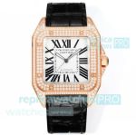 Swiss Copy Cartier 2824 Santos 100th Anniversary Rose Gold Diamond Watch 